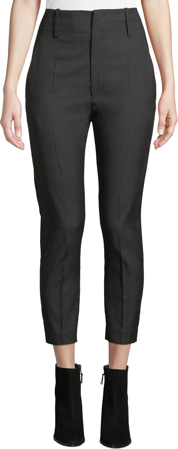 Isabel Marant Etoile Noah High-Rise Cropped Tonal-Check Trousers