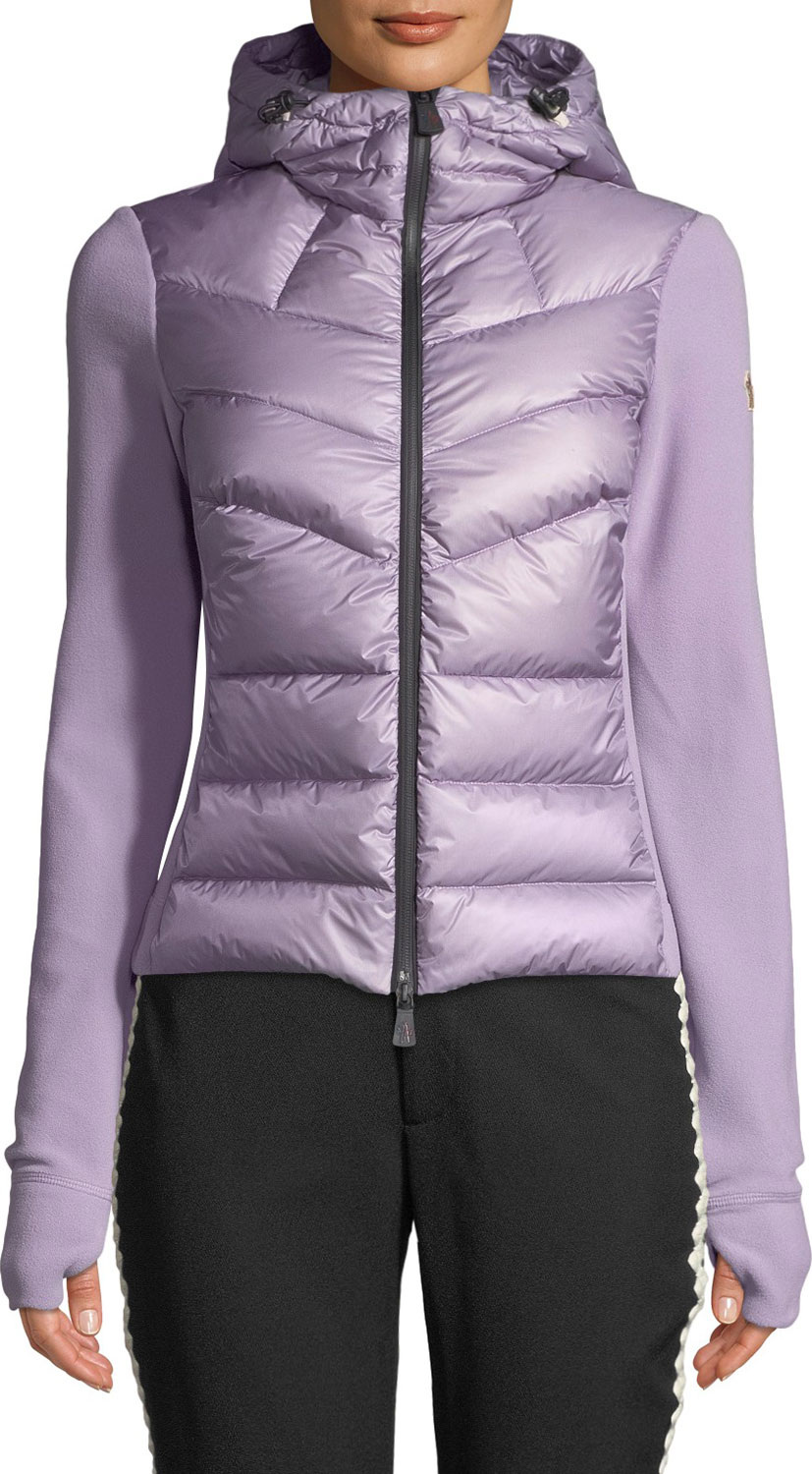 Moncler Combo Jacket w/ Fleece Knit & Chevron Quilted Front