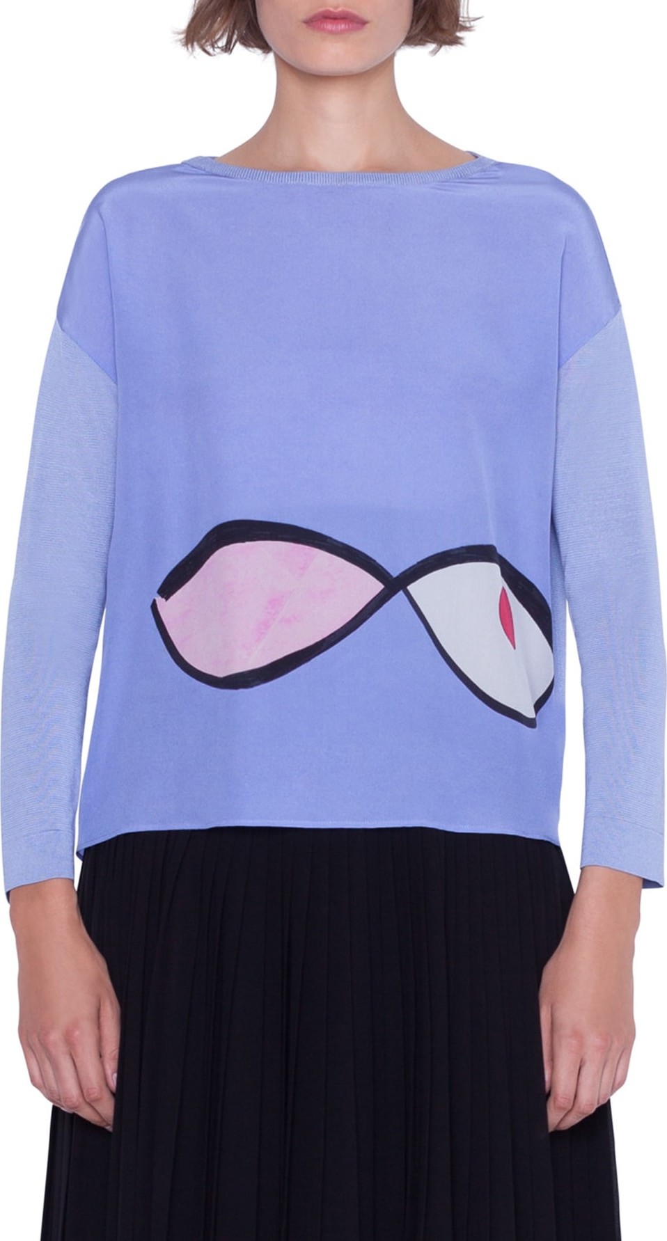 Akris Wink Print Silk Sweater