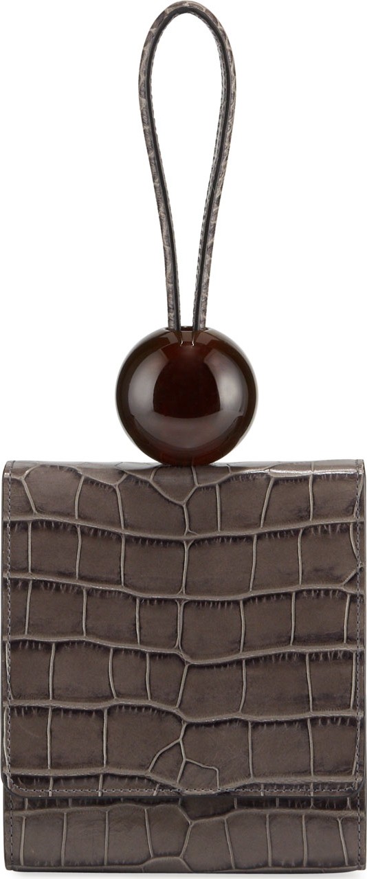 By Far Crocodile-Embossed Top Handle Bag