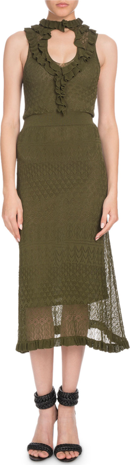 Altuzarra Butterfield Sleeveless Ruffled Pointelle Knit Midi Dress