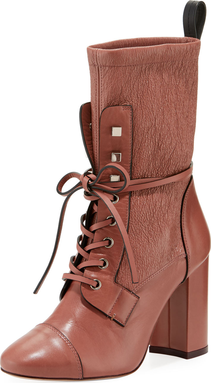 Stuart Weitzman Veruka Leather Combat Sock Bootie