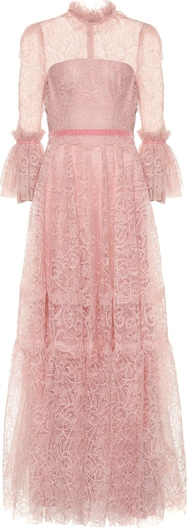 Costarellos Floral-lace gown