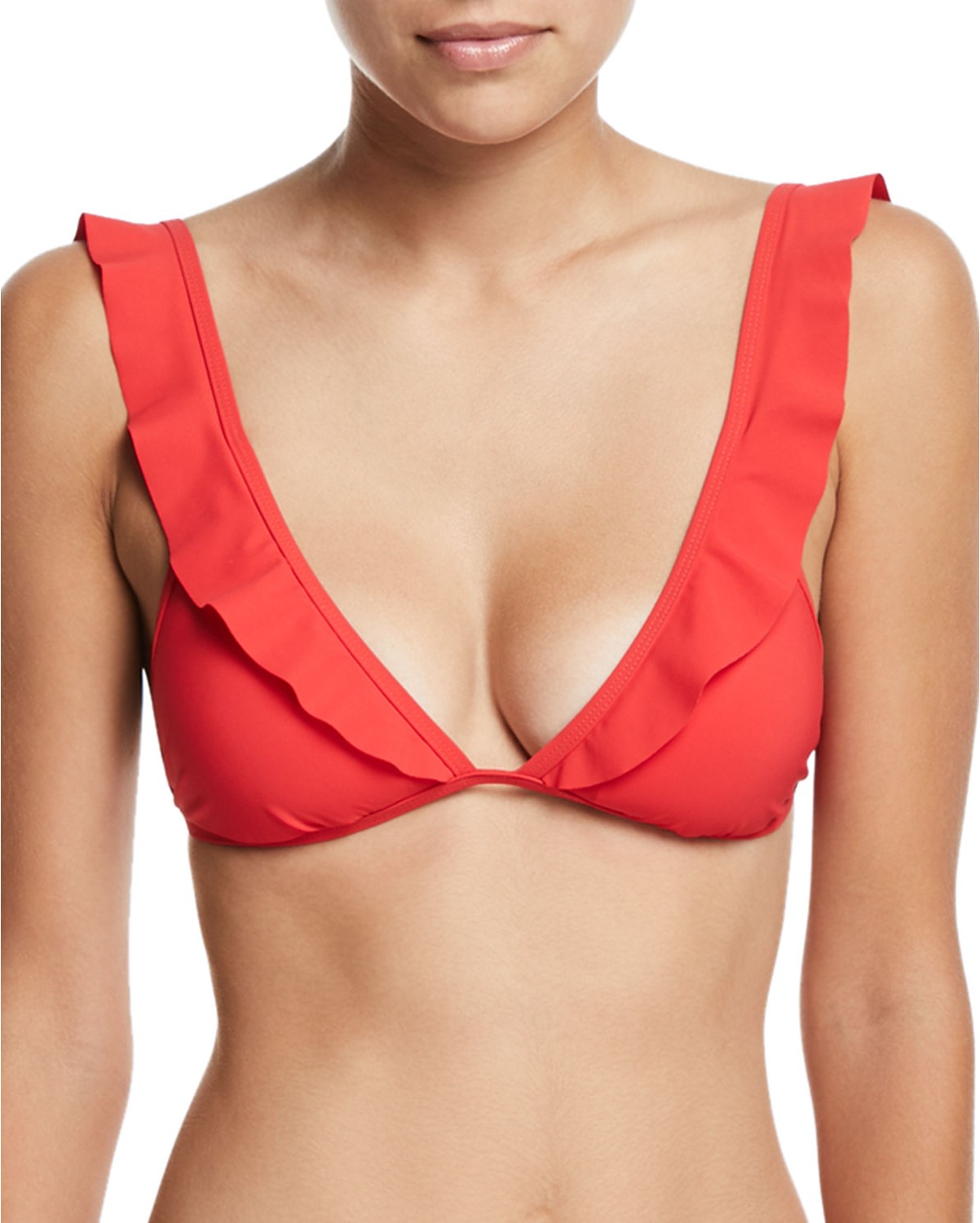 Tory Burch Flounce Solid Swim Top