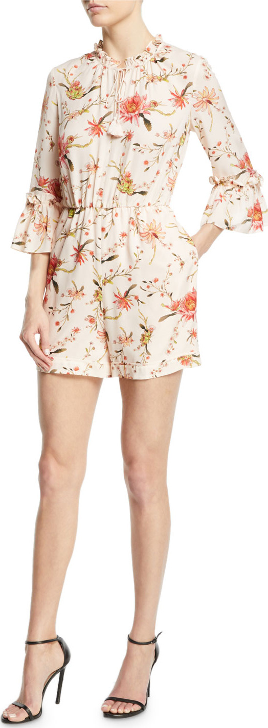 Rachel Zoe Grace Open-Back Floral Silk Romper