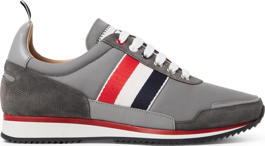 Thom Browne Grosgrain and Suede-Trimmed Nylon Sneakers
