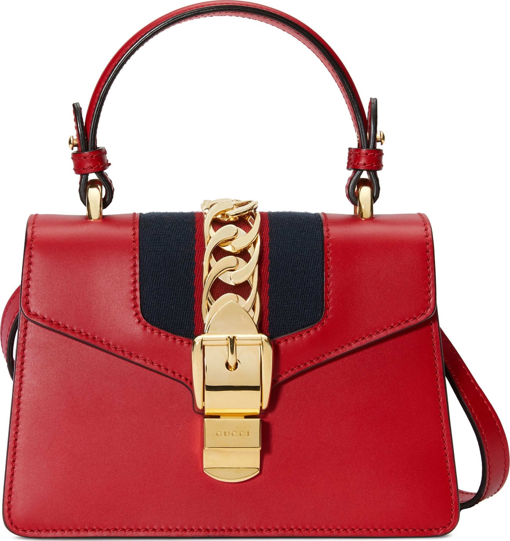 Gucci Mini Sylvie Top Handle Leather Shoulder Bag