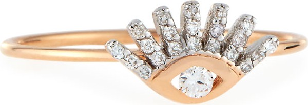 Kismet by Milka Protect Me 14K Rose Gold & Diamond Evil Eye Ring, Size 7