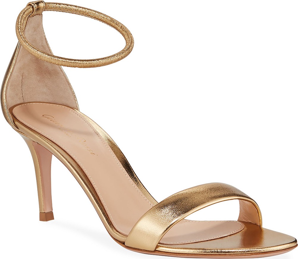 Gianvito Rossi Metallic Leather Anklet Sandals