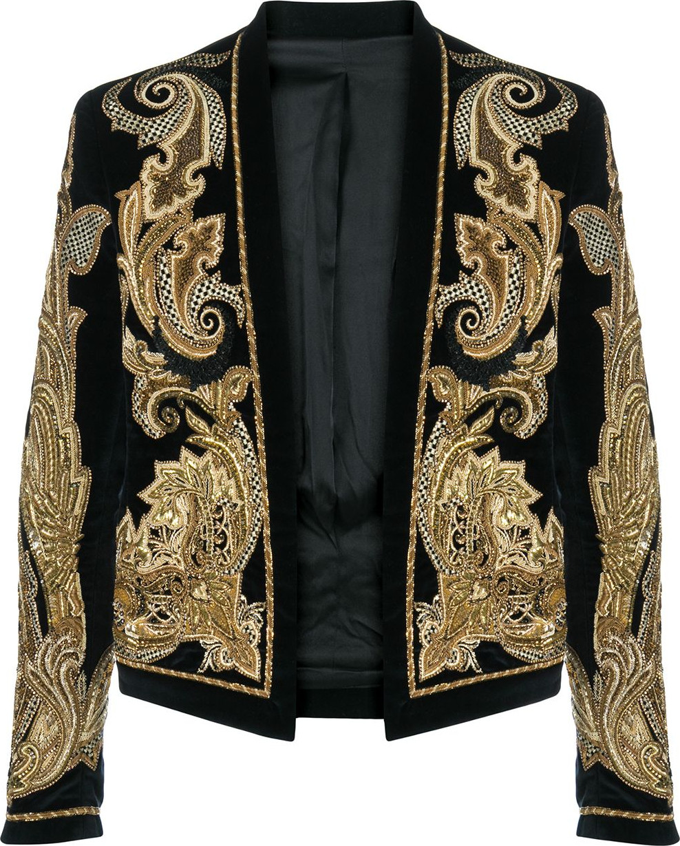 Balmain - Embroidered beaded cropped jacket