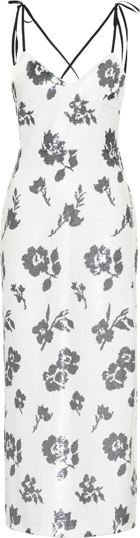 Self Portrait Floral sequined midi dress