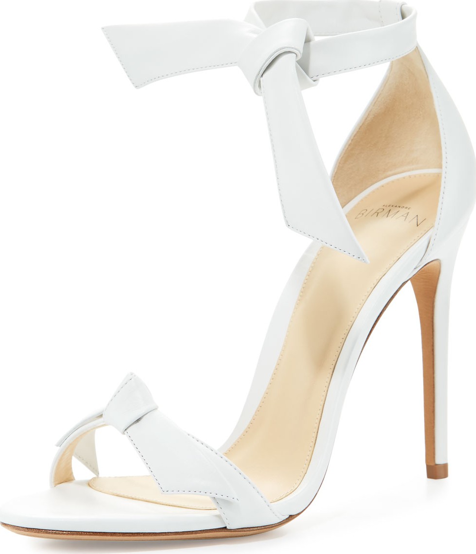 Alexandre Birman Clarita Knotted Leather Sandals, White