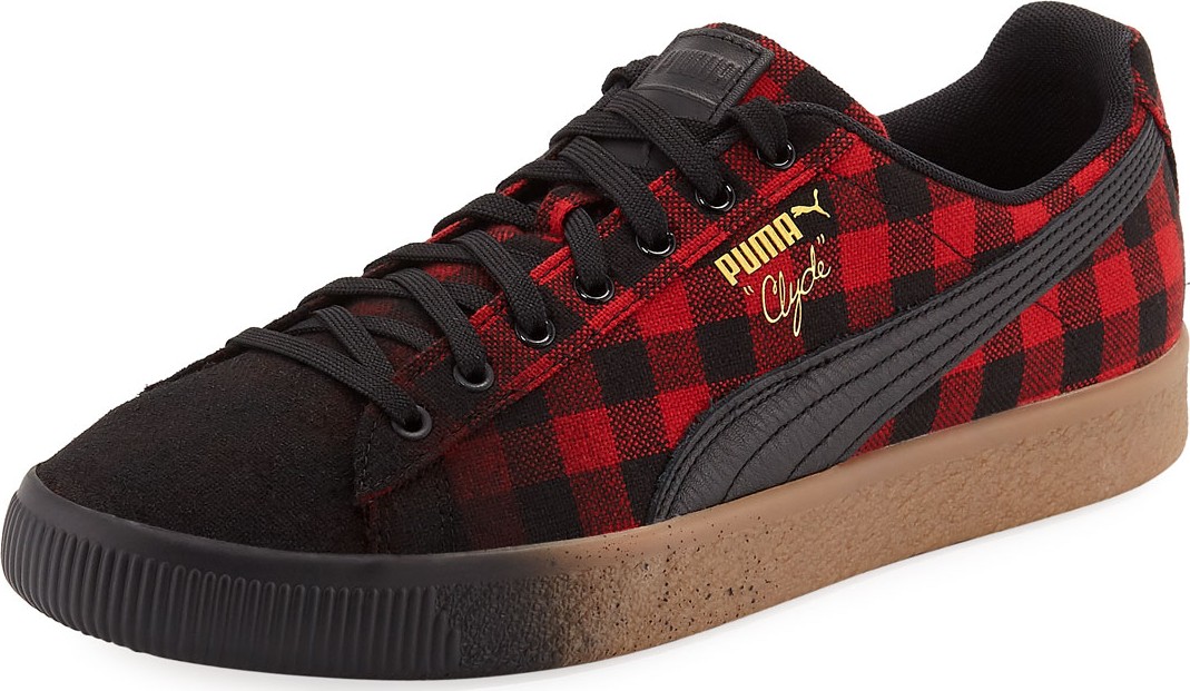 PUMA Men's Clyde Buffalo Check Platform Low-Top Sneakers