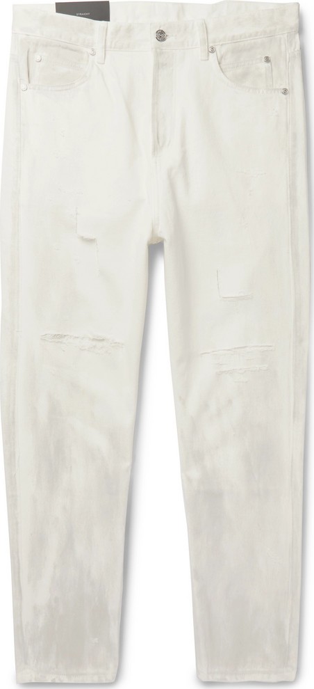 Balmain Distressed Printed Denim Jeans
