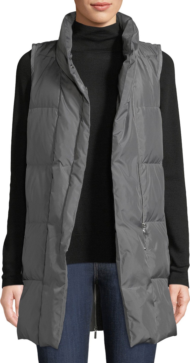 Lafayette 148 New York Quilted Puffer Down Vest w/ Back Zip