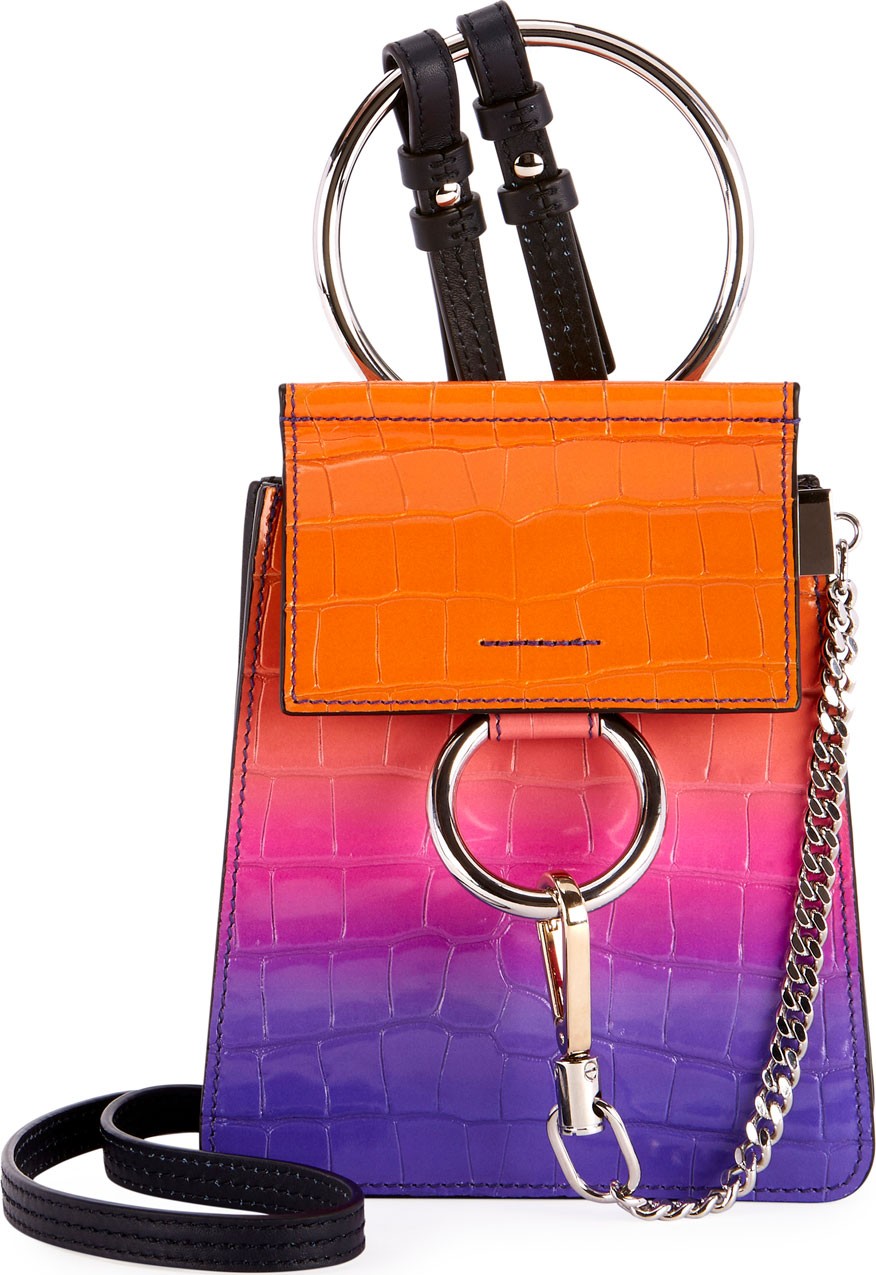 Chloe Faye Color Shading Croc-Embossed Bracelet Bag