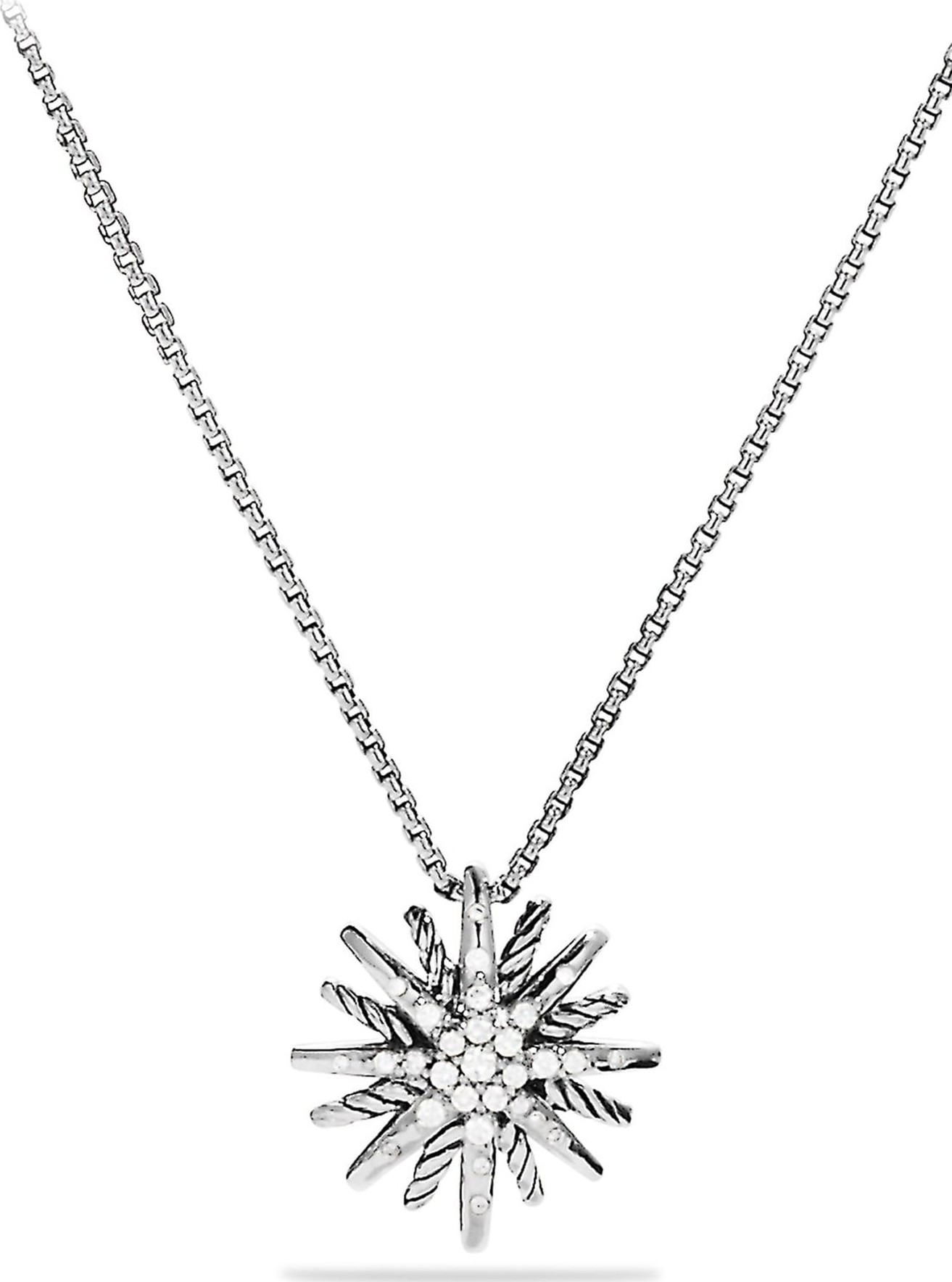 David Yurman 'Starburst' Small Pendant with Diamonds on Chain