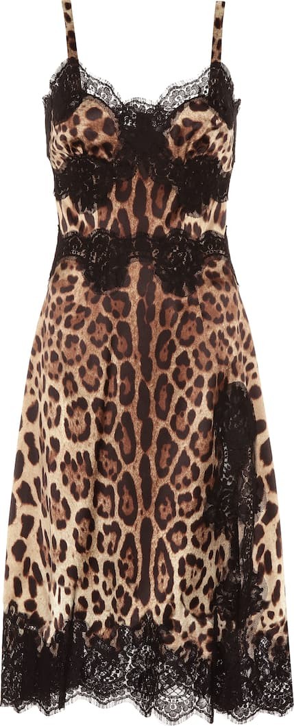 Dolce & Gabbana Lace-trimmed silk-blend dress
