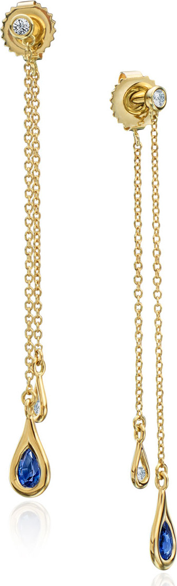 Maria Canale Double-Drop Diamond & Blue Sapphire Chain Earrings