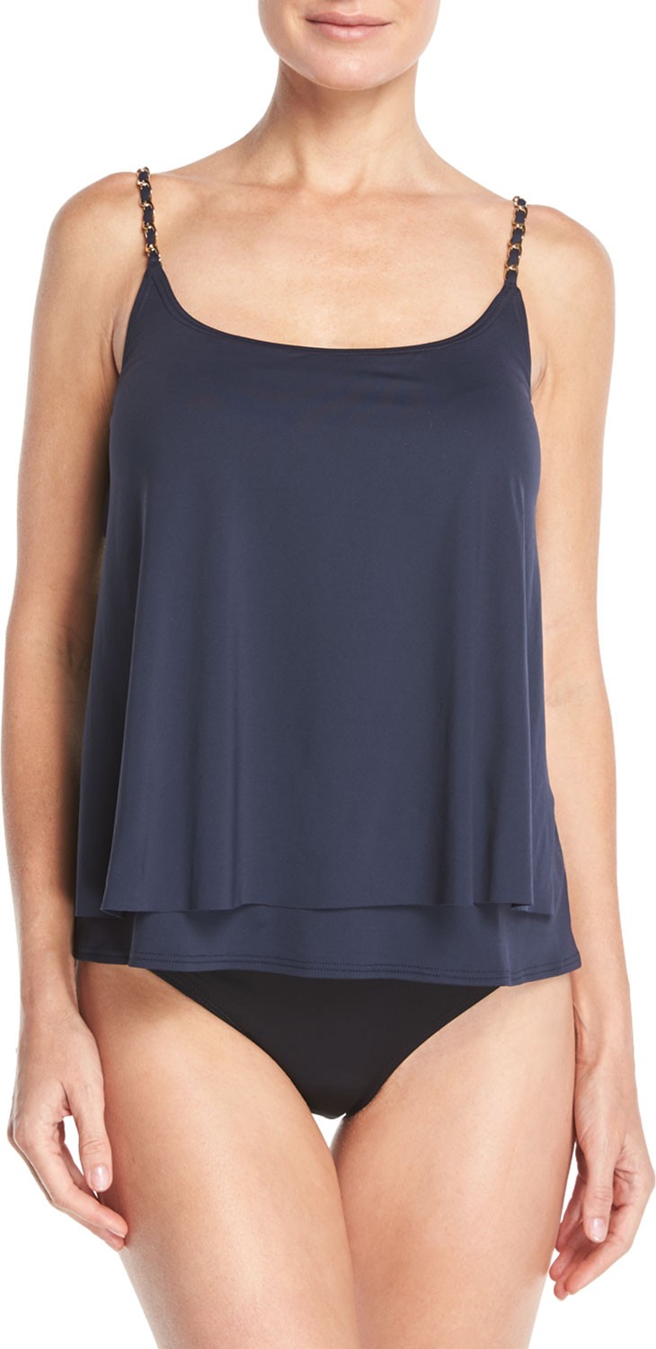MICHAEL MICHAEL KORS Layered Solid Tankini Swim Top