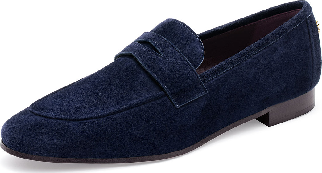 Bougeotte Suede Slip-On Penny Loafer, Navy