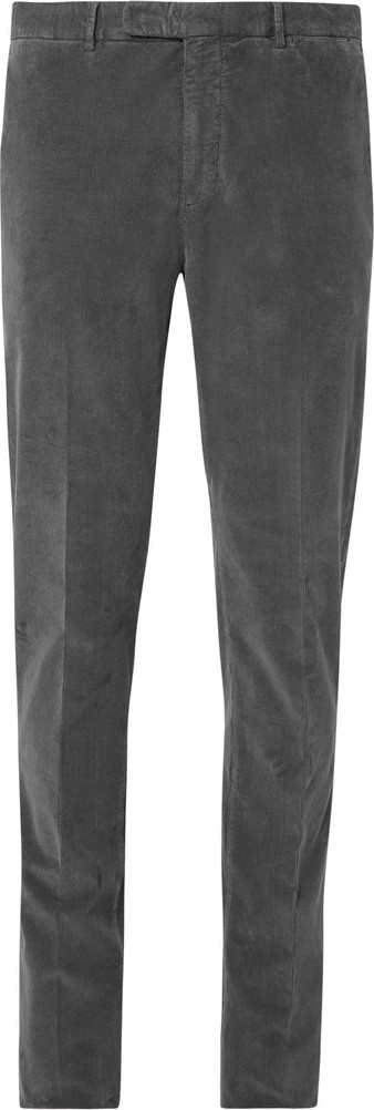 Boglioli Grey Slim-Fit Stretch-Cotton Corduroy Suit Trousers
