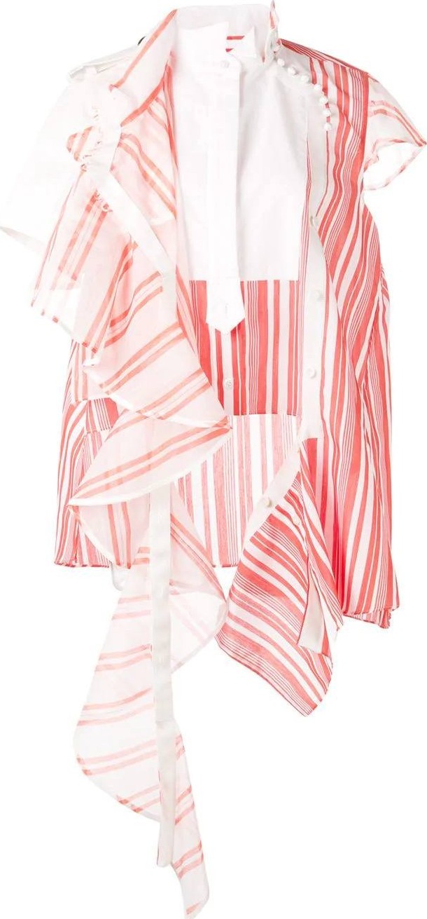 Sacai deconstructed striped organza blouse