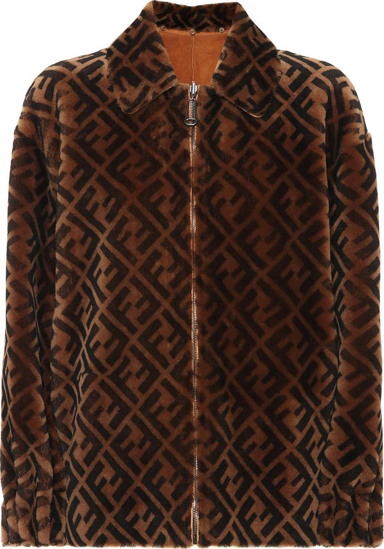 Fendi Logo shearling jacket