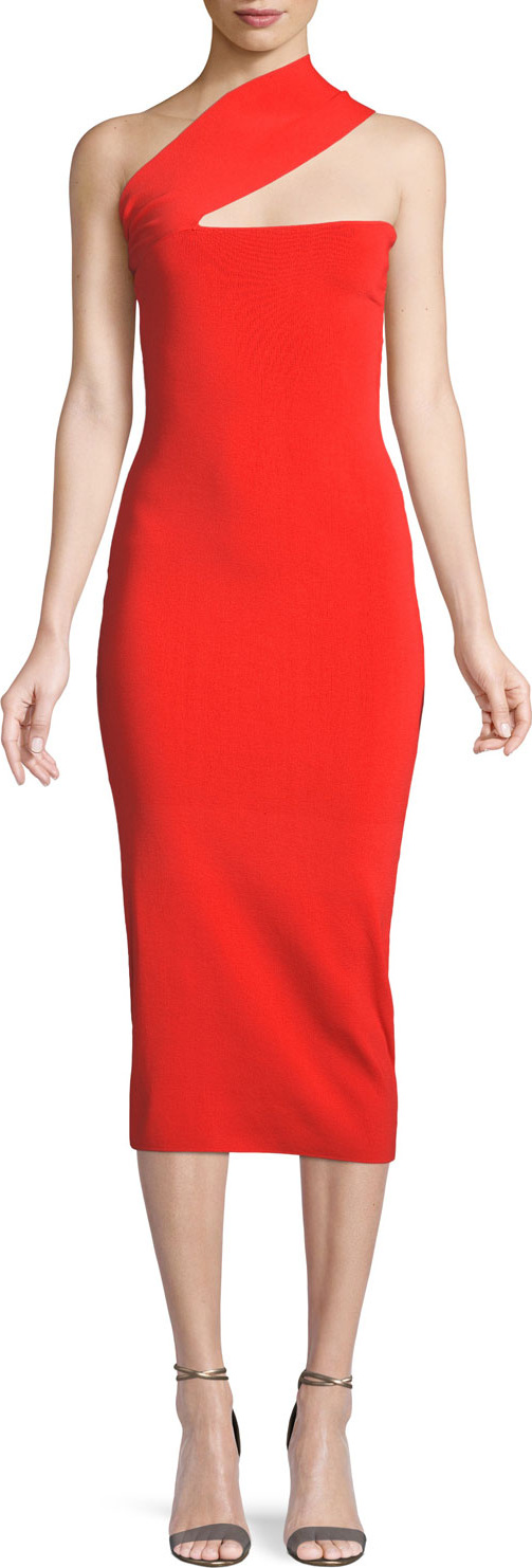 Solace London Vida One-Shoulder Bodycon Midi Dress