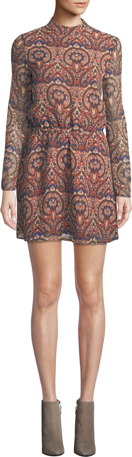 cupcakes and cashmere Malory Printed Tie-Back Short Dress