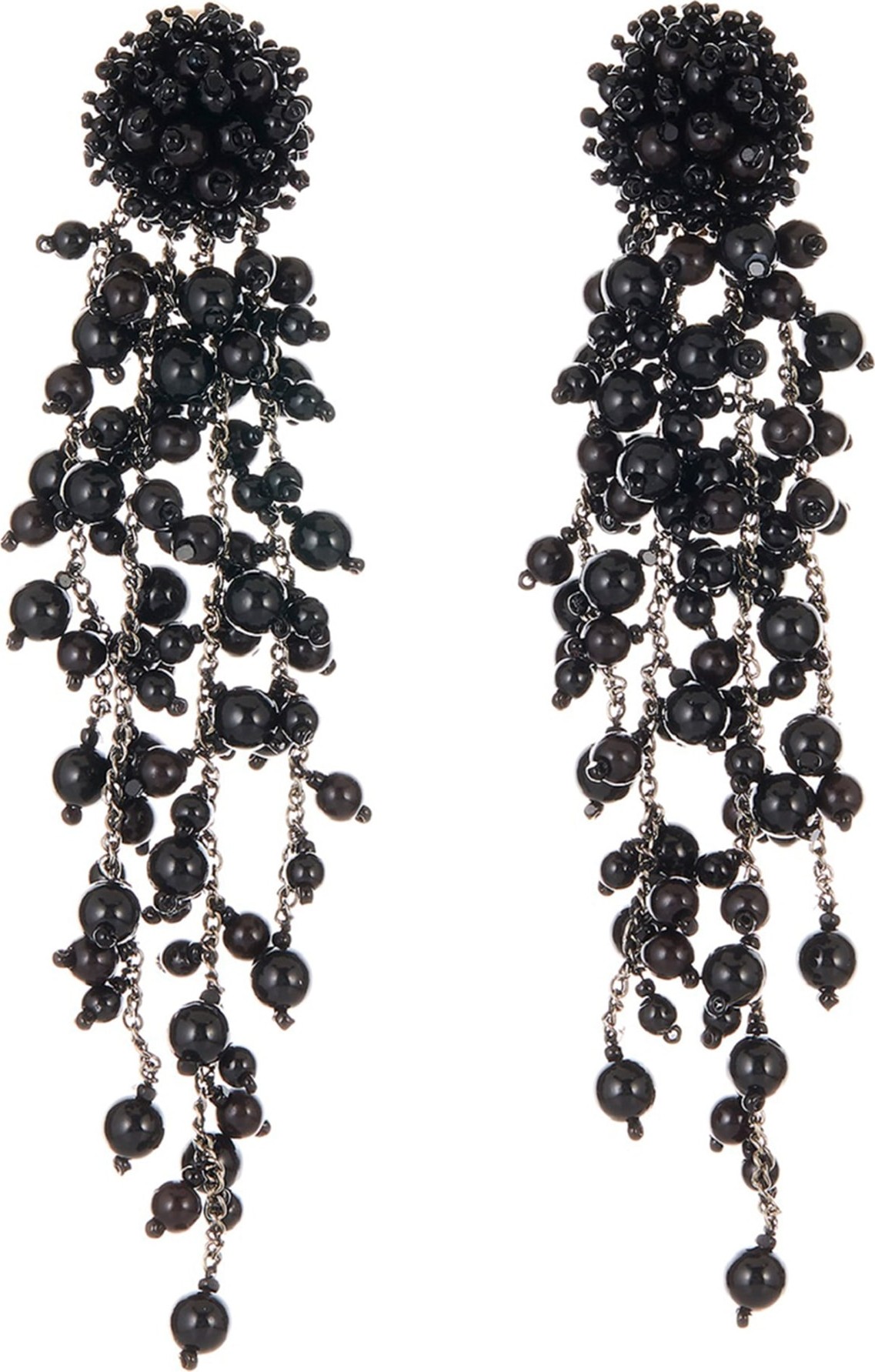 Oscar De La Renta Flower Chain Shoulder Duster Clip Earrings