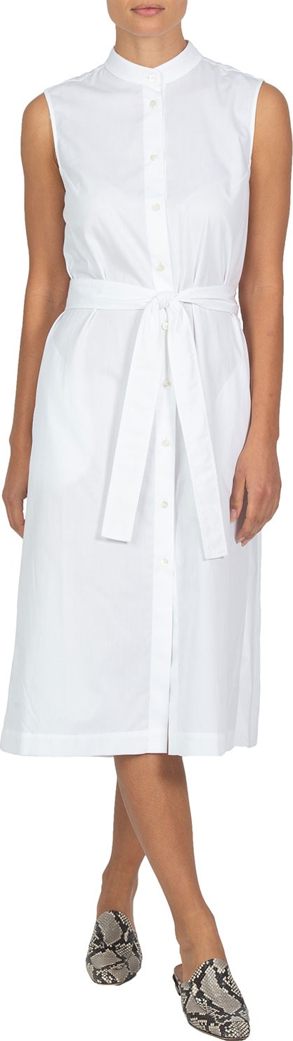 Eleventy Pleated-Back Sleeveless Poplin Dress