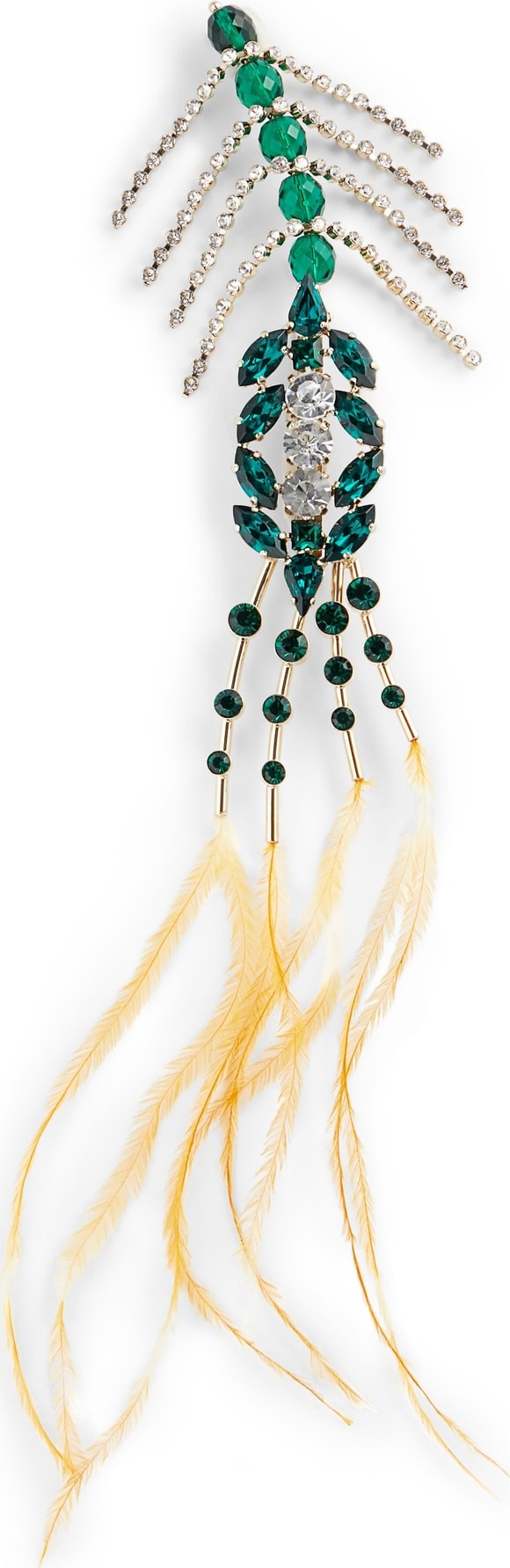 Dries Van Noten Crystal & Feather Brooch