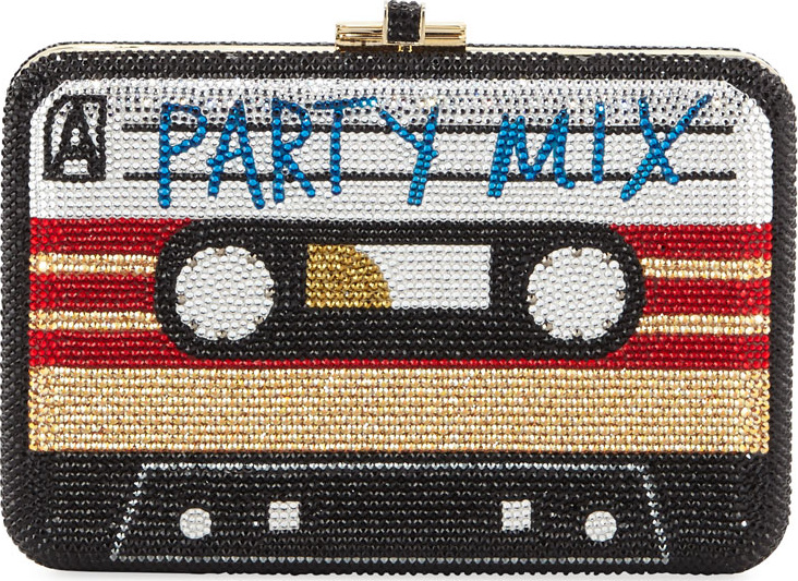 Judith Leiber Party Mix Tape Slim Slide-Lock Crystal Clutch Bag