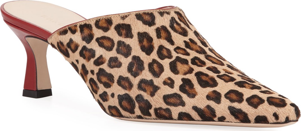 Wandler Bente Leopard Calf-Hair Mules