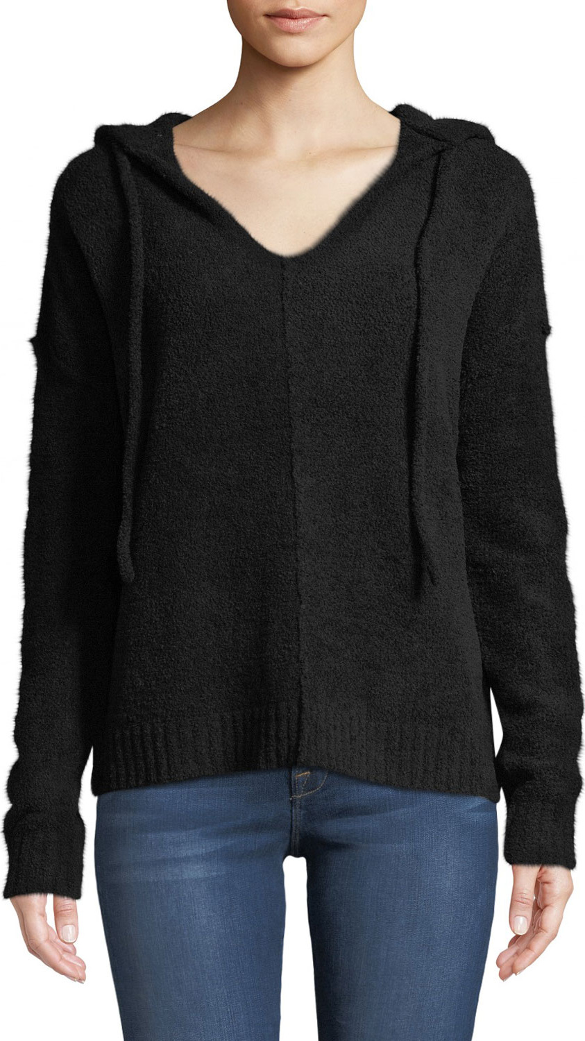 ATM Anthony Thomas Melillo Boho Chenille V-Neck Pullover Hoodie