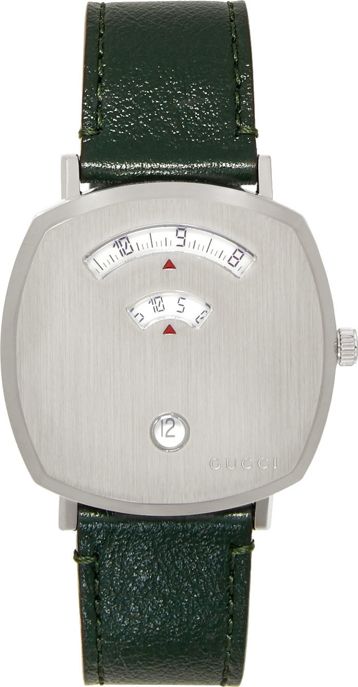 Gucci Silver & Green Grip Watch