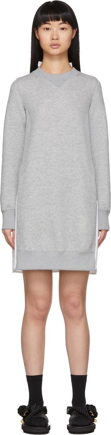 Sacai Grey Sponge Sweat Dress