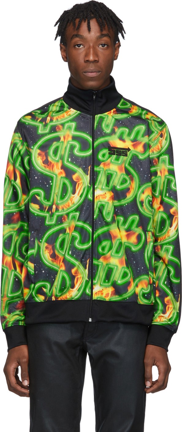 SSS World Corp Black Fire Dollar All Over Track Jacket