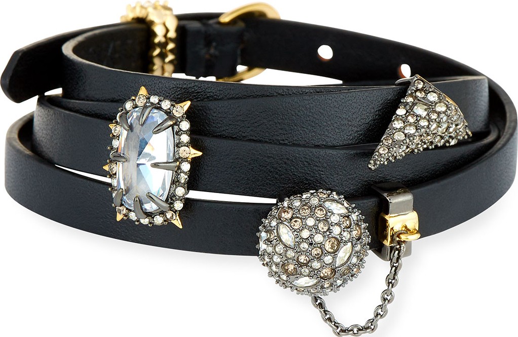 Alexis Bittar Multi-Wrap Leather Charm Bracelet, Black