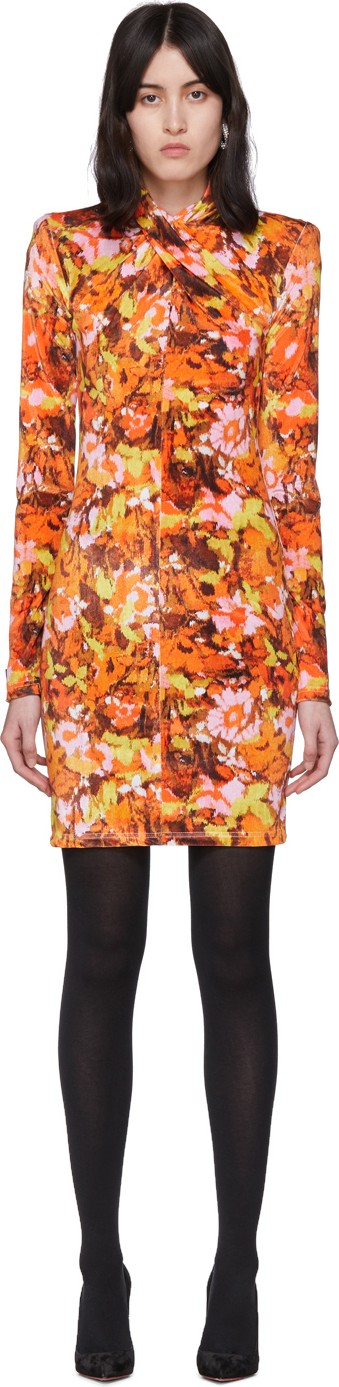 Richard Quinn Orange Floral Dress