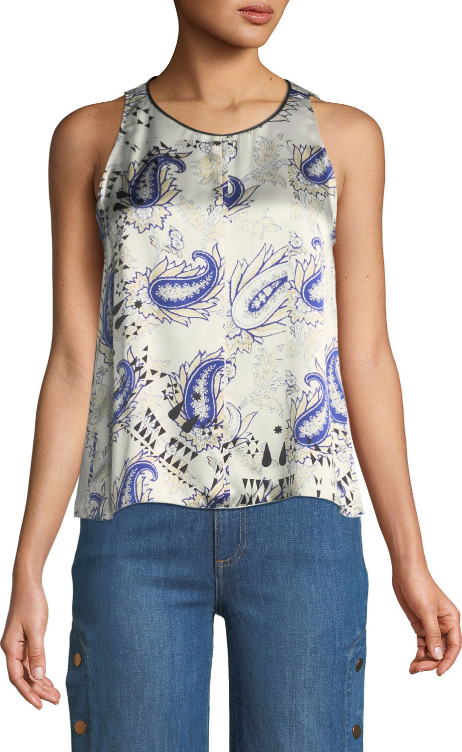 Forte Forte Afrika-Print Silk Crewneck Tank