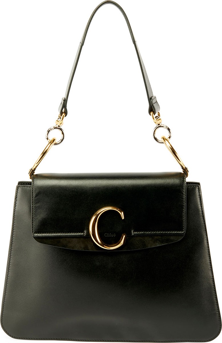 Chloe C Medium Shiny Leather Shoulder Bag