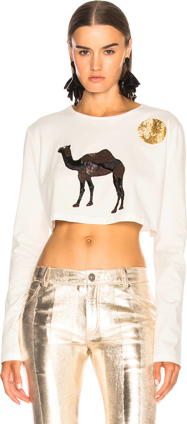 Attico Safari Embroidered Crop Top