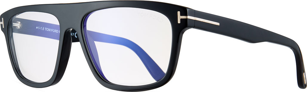 TOM FORD Men's Rectangular Acetate Eyeglasses, Black