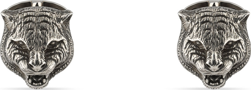 Gucci Sterling Silver Feline Head Cuff Links