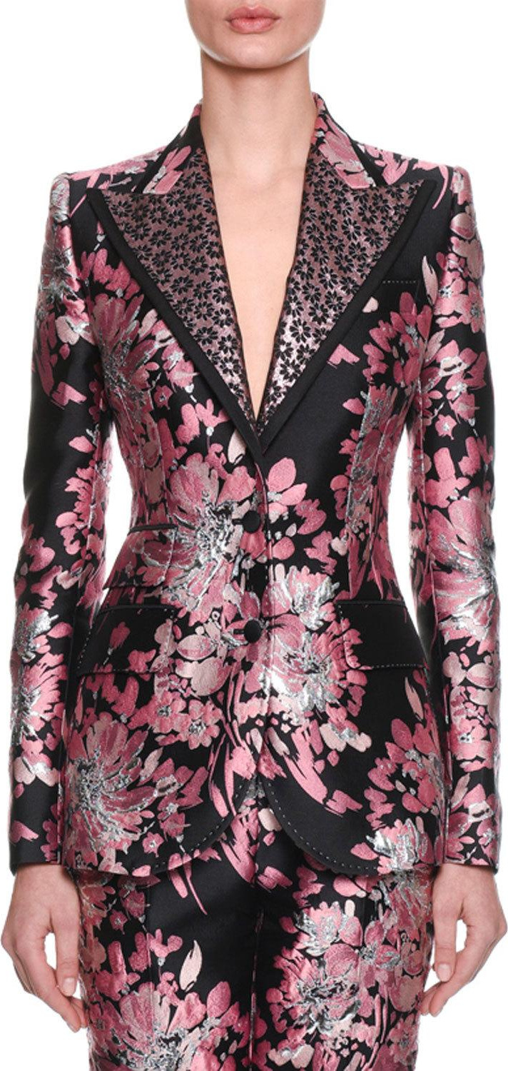 Dolce & Gabbana Two-Button Rose-Jacquard Jacket