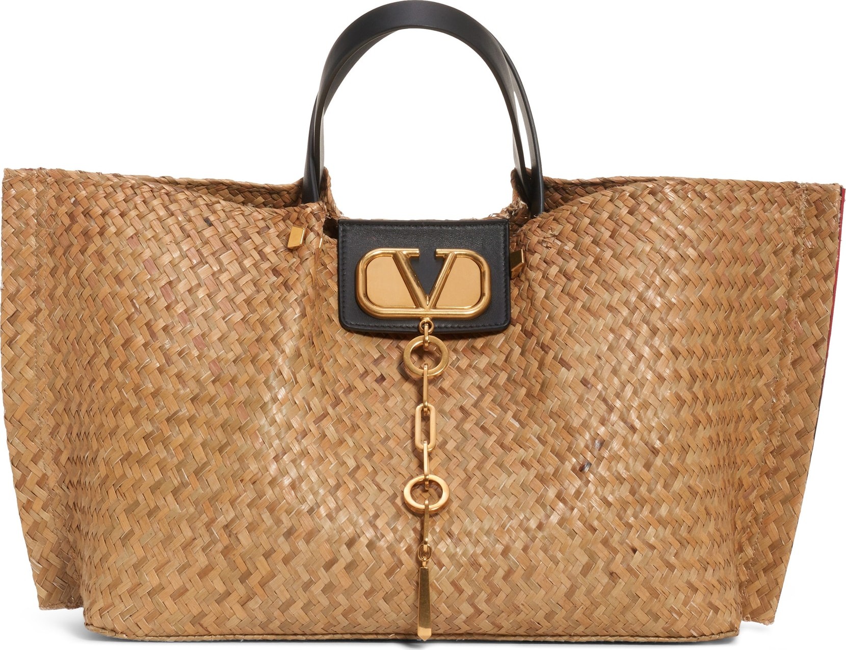 Valentino Large Go Logo Raffia Tote