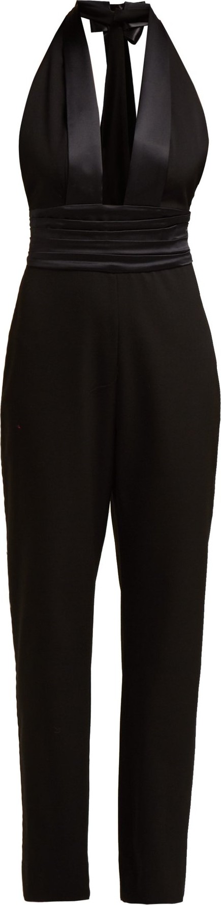 Dundas Plunge-neck wool-blend crepe jumpsuit