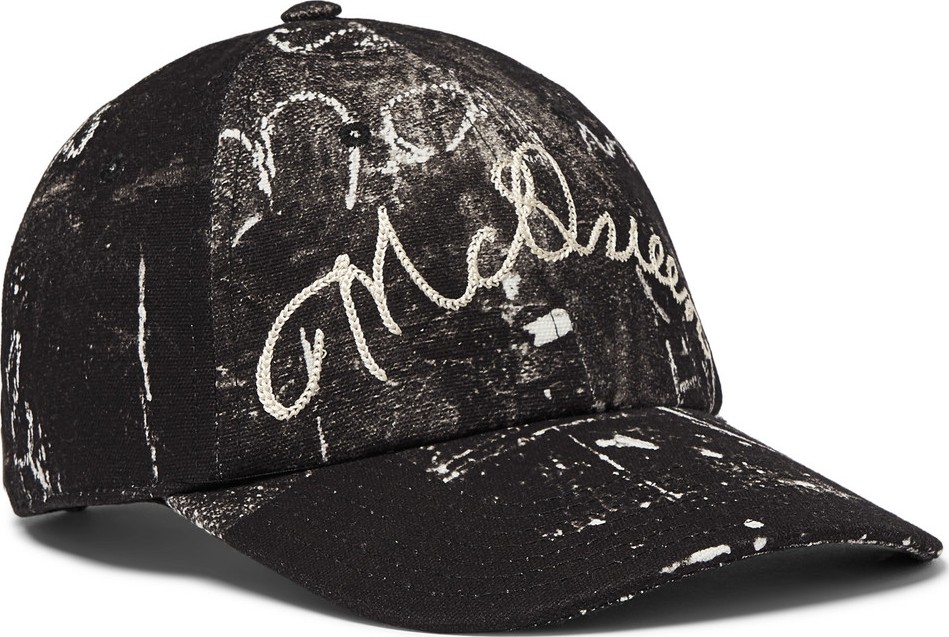 Alexander McQueen Leather-Trimmed Embroidered Printed Cotton-Canvas Baseball Cap